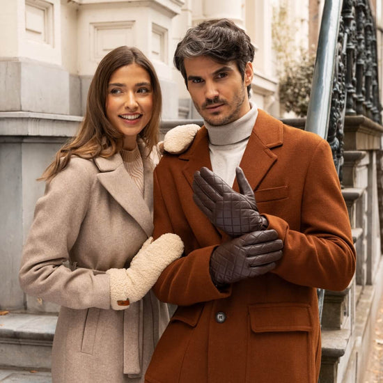 Smith (brown) - sheepskin leather gloves with snap closure & touchscreen feature - Schwartz & von Halen - US - 15