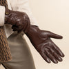 Smith (brown) - sheepskin leather gloves with snap closure & touchscreen feature - Schwartz & von Halen - US - 14