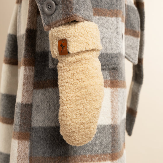 Sophia (beige) - suede teddy mittens with warm faux fur lining  - Schwartz & von Halen - US - 7