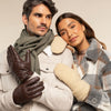 Sophia (beige) - suede teddy mittens with warm faux fur lining  - Schwartz & von Halen - US - 8