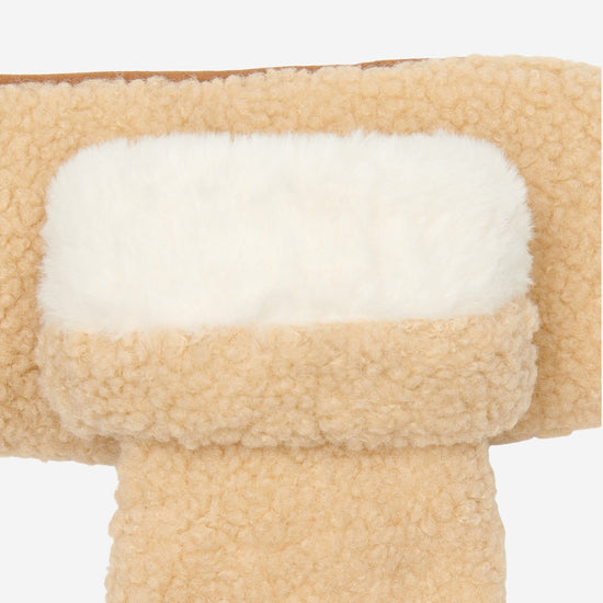 Sophia (beige) - suede teddy mittens with warm faux fur lining  - Schwartz & von Halen - US - 3