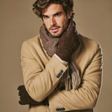 Taylor (brown) - Men's patchwork sheepskin gloves with warm sheep fur lining