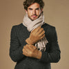 Taylor (camel) - Men's patchwork sheepskin gloves with warm sheep fur lining
