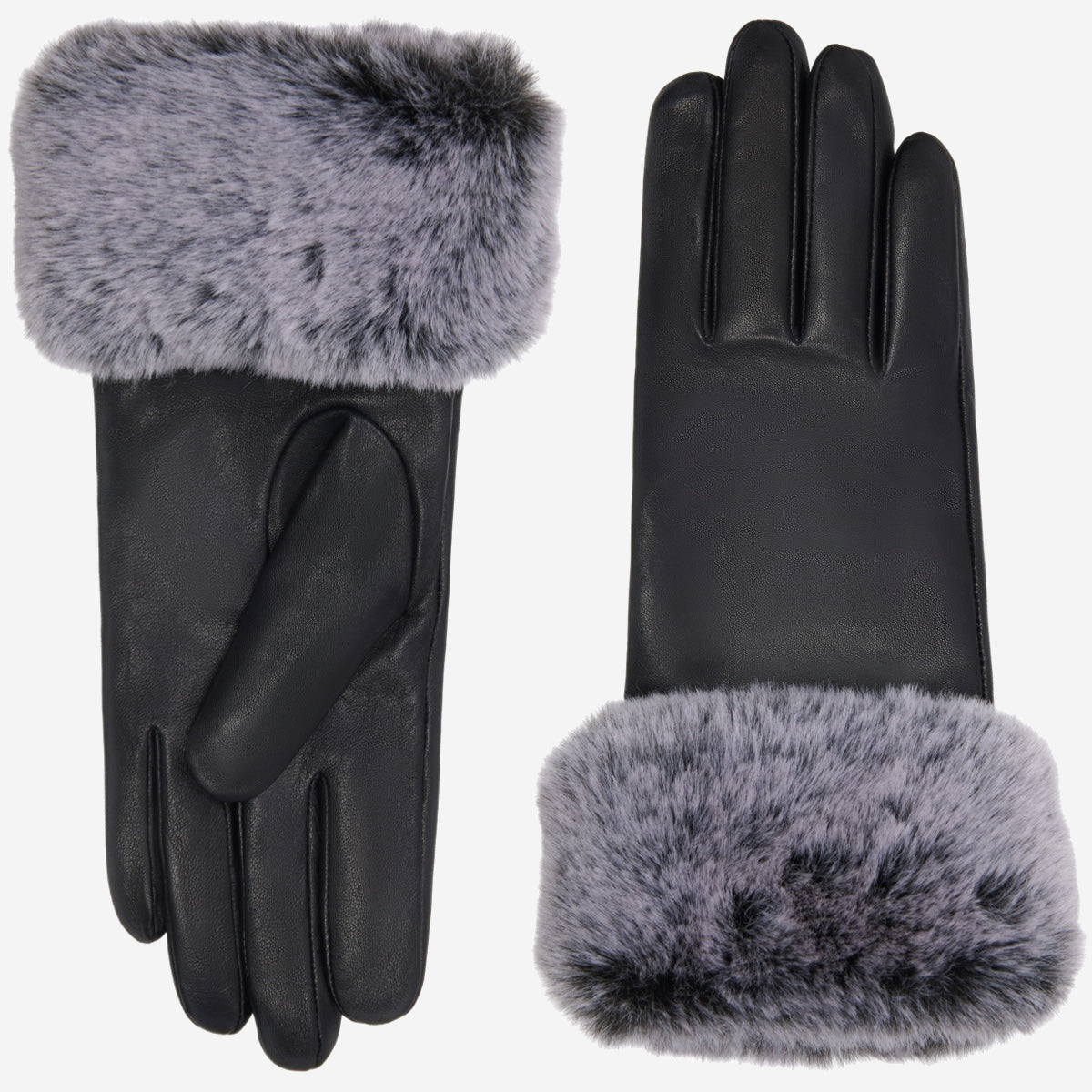 Vera – luxurious leather gloves with faux fur at the wrist and touchscreen feature  - Schwartz & von Halen - US - 2