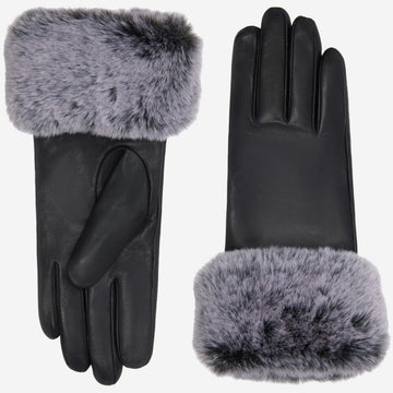 Vera – luxurious leather gloves with faux fur at the wrist and touchscreen feature  - Schwartz & von Halen - US - 2