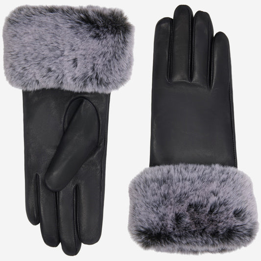 Vera – luxurious leather gloves with faux fur at the wrist and touchscreen feature  - Schwartz & von Halen - US - 2