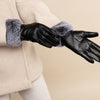 Vera – luxurious leather gloves with faux fur at the wrist and touchscreen feature  - Schwartz & von Halen - US - 12