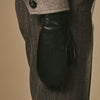 Veronica (black) - Women’s lambskin leather mittens with faux fur lining and touchscreen feature