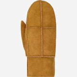 Veronica (camel) - Women’s patchwork sheepskin mittens with warm sheep fur lining