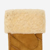 Veronica (camel) - Women’s patchwork sheepskin mittens with warm sheep fur lining