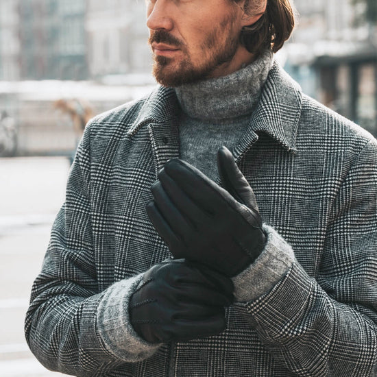 Thick Black Leather Gloves Men William - Schwartz & von Halen® UK - Premium Leather Gloves - 8