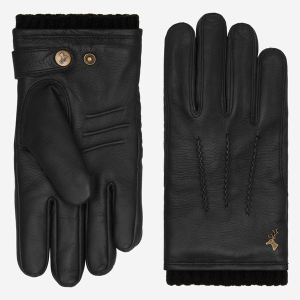 Thick Black Leather Gloves - Ultrawarm Fleece Lining – Schwartz