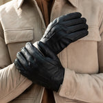 Thick Black Leather Gloves Men William - Schwartz & von Halen® UK - Premium Leather Gloves - 5