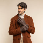 William (brown) - goatskin leather gloves with warm fleece lining and press-stud  - Schwartz & von Halen - US - 7