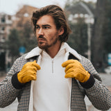 William (yellow) - goatskin leather gloves with warm fleece lining and press-stud  - Schwartz & von Halen - US -  2