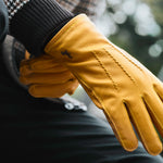 William (yellow) - goatskin leather gloves with warm fleece lining and press-stud  - Schwartz & von Halen - US - 6
