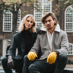 William (yellow) - goatskin leather gloves with warm fleece lining and press-stud  - Schwartz & von Halen - US - 7