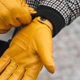 William (yellow) - goatskin leather gloves with warm fleece lining and press-stud  - Schwartz & von Halen - US - 8