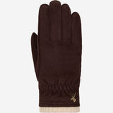 Winston (dark brown) - Men’s nubuck leather gloves with thick primaloft lining and snap button closure