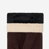 Winston (dark brown) - Men’s nubuck leather gloves with thick primaloft lining and snap button closure