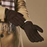 Winston (dark brown) - Men’s nubuck leather gloves with thick primaloft lining and snap button closure