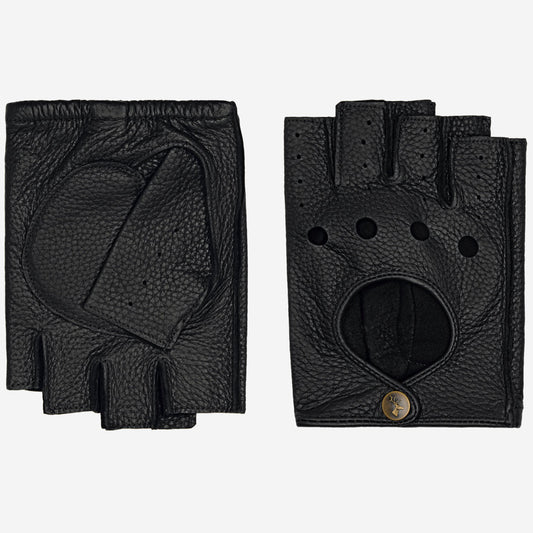 Zane (black) – luxurious fingerless driving gloves made of American deerskin leather - Schwartz & von Halen - EU - 2