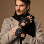 Zane (black) – luxurious fingerless driving gloves made of American deerskin leather - Schwartz & von Halen - EU - 8
