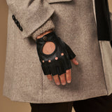 Zane (black) – luxurious fingerless driving gloves made of American deerskin leather - Schwartz & von Halen - EU - 9