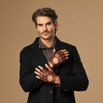 Zane (brown) – luxurious fingerless driving gloves made of American deerskin leather - Schwartz & von Halen - US - 5