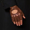 Zane (brown) – luxurious fingerless driving gloves made of American deerskin leather - Schwartz & von Halen - US - 6