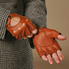 Zane (cognac) – Luxurious men's fingerless driving gloves made of American deerskin leather
