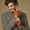 Zane (cognac) – Luxurious men's fingerless driving gloves made of American deerskin leather