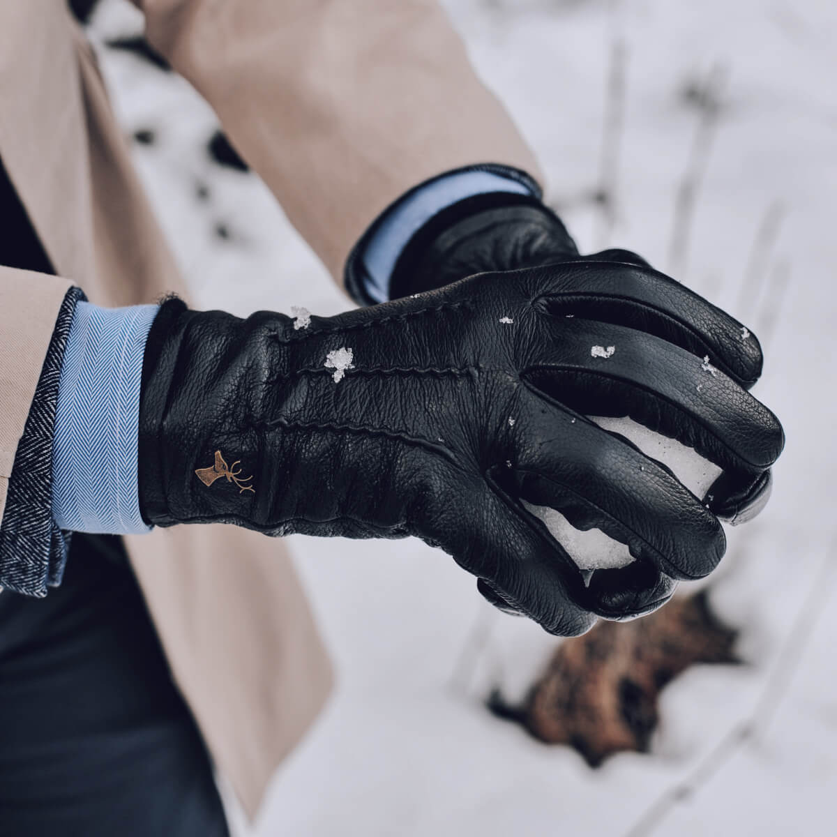 Harvey (black) - goatskin leather gloves with luxurious wool lining & touchscreen feature - Schwartz & von Halen - US - 10