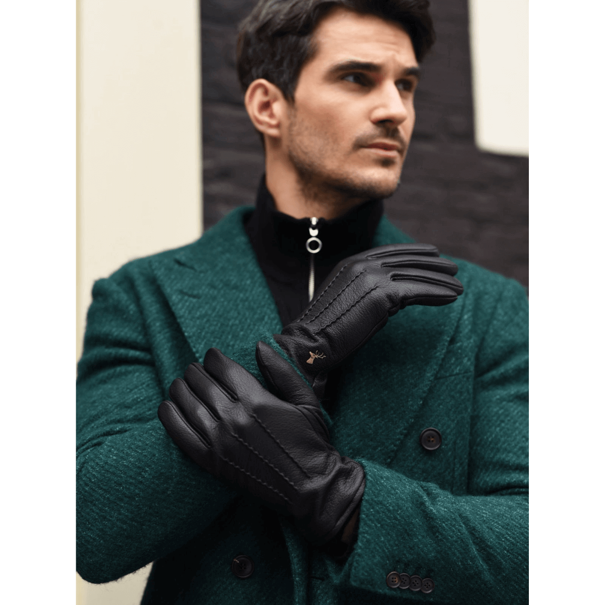 Harvey (black) - goatskin leather gloves with luxurious wool lining & touchscreen feature - Schwartz & von Halen - US - 8
