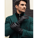 Harvey (black) - goatskin leather gloves with luxurious wool lining & touchscreen feature - Schwartz & von Halen - US - 8