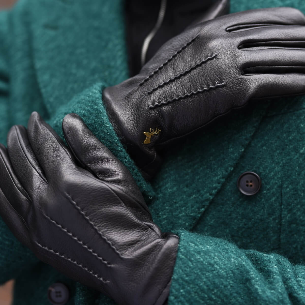 Harvey (black) - goatskin leather gloves with luxurious wool lining & touchscreen feature - Schwartz & von Halen - US - artz & von Halen - US - 9