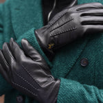Harvey (black) - goatskin leather gloves with luxurious wool lining & touchscreen feature - Schwartz & von Halen - US - artz & von Halen - US - 9