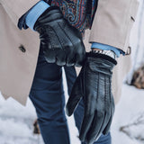 Harvey (black) - goatskin leather gloves with luxurious wool lining & touchscreen feature - Schwartz & von Halen - US - 7