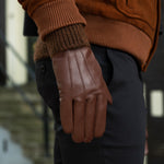 James (brown) - classic sheepskin leather gloves with luxurious cashmere lining & touchscreen feature  - Schwartz & von Halen - US - 8