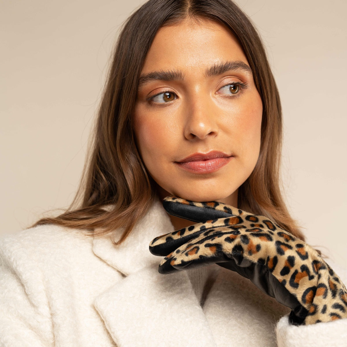 Leopard - sheepskin leather gloves with warm fleece lining & touchscreen feature  - Schwartz & von Halen - US - 9