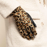 Leopard - sheepskin leather gloves with warm fleece lining & touchscreen feature  - Schwartz & von Halen - US -  10