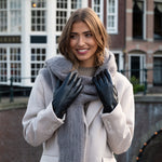 Lily (black) - sheepskin leather gloves with warm fleece lining & touchscreen feature  - Schwartz & von Halen - US - 6