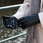 Lily (black) - sheepskin leather gloves with warm fleece lining & touchscreen feature  - Schwartz & von Halen - US - 5