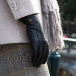 Lily (black) - sheepskin leather gloves with warm fleece lining & touchscreen feature  - Schwartz & von Halen - US - 8
